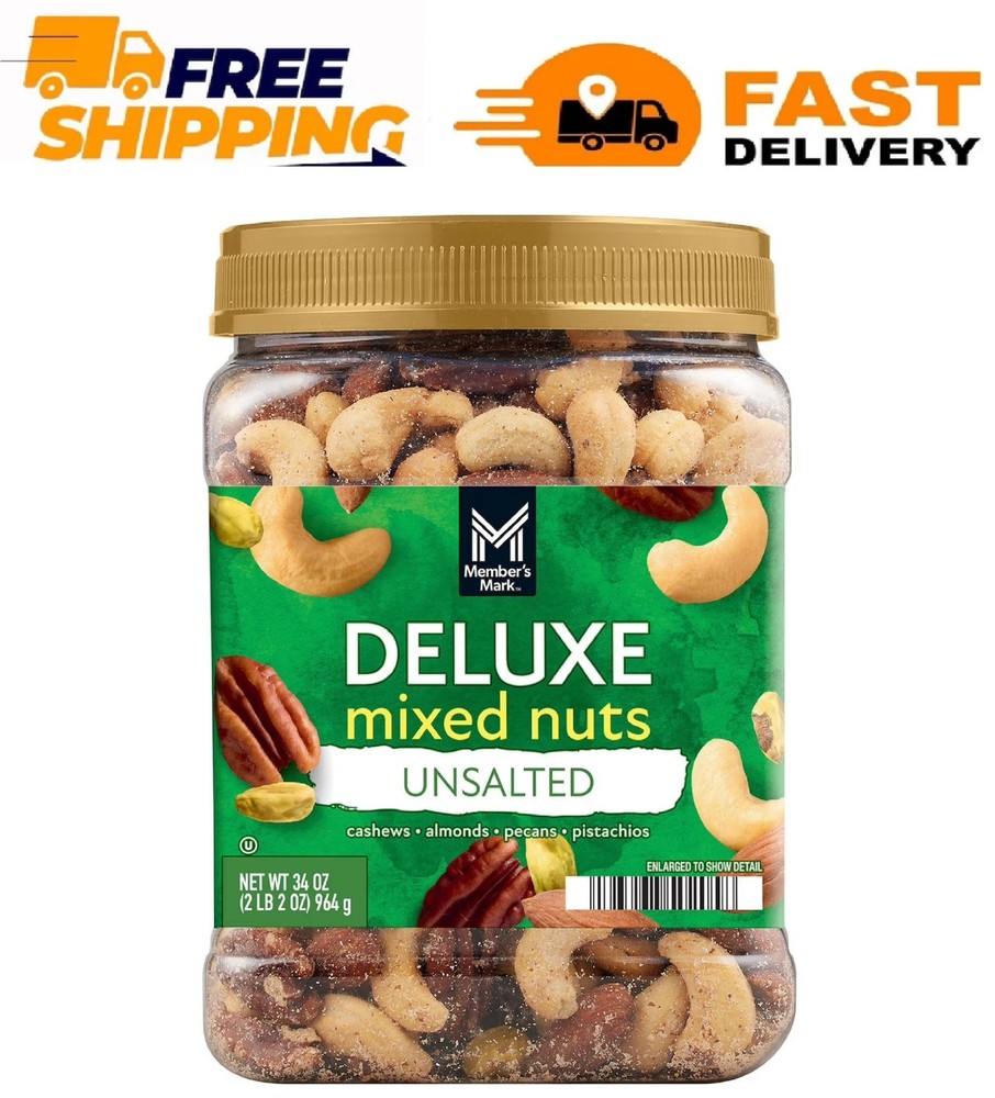 Member's Mark Unsalted Deluxe Mixed Nuts, 34 oz.