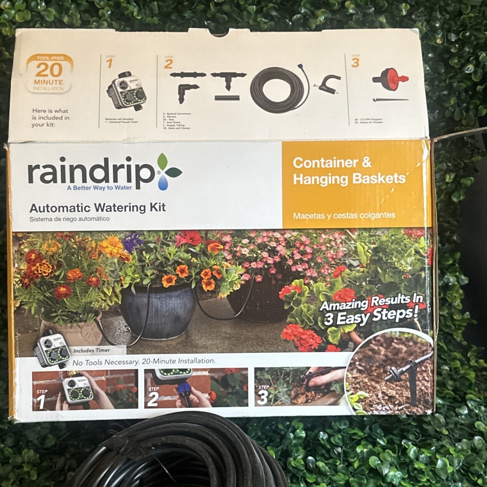 Raindrip Automatic Drip Irrigation Watering Kit with Customizable Timer
