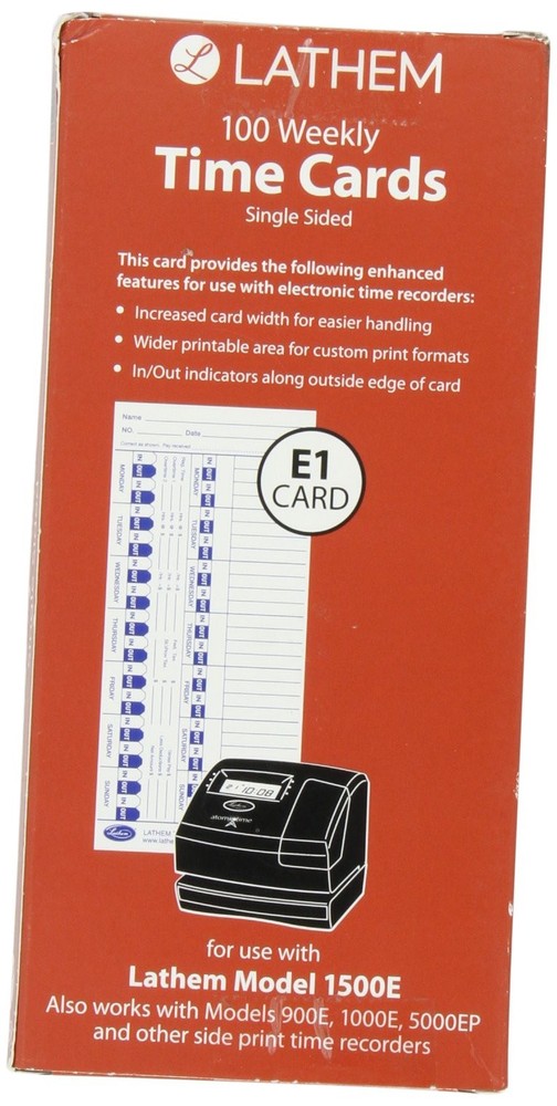Lathem Time Universal Card, White, 100 per Pack (E100), 4 x 4 x 9, white