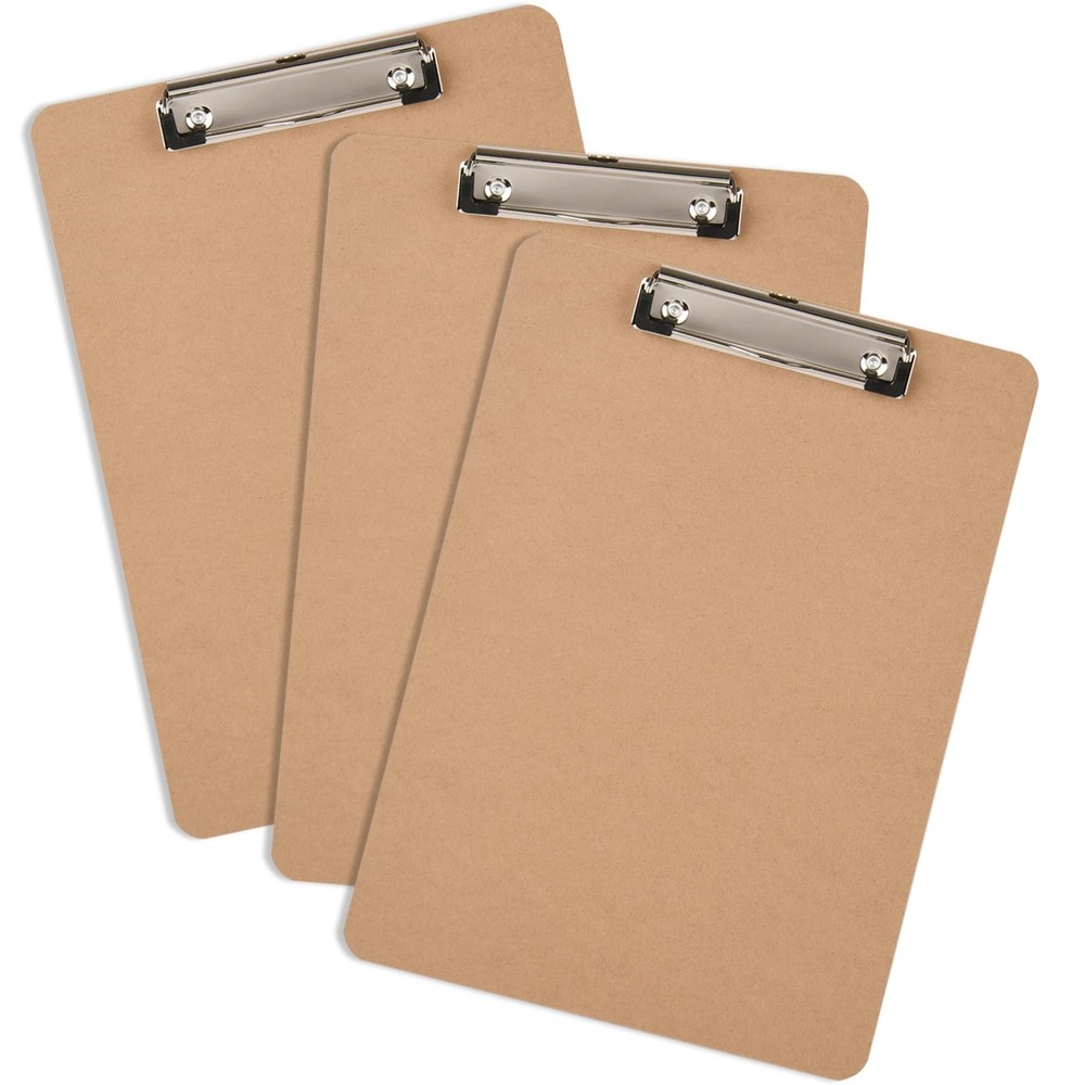 3 Pack Hardboard Office Clipboard, Letter-Size Clipboard with Low Profile Cli...