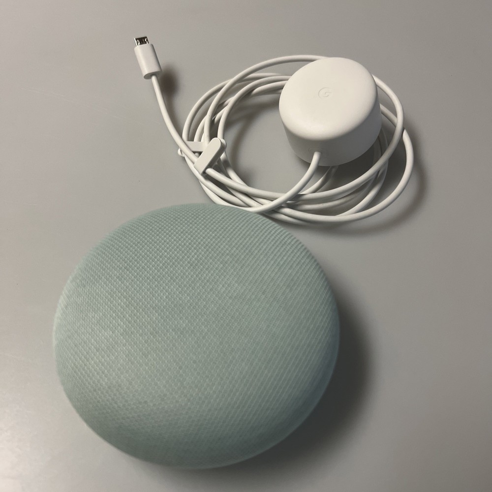 Google Home Mini Mint Smart Speaker  + Power Adapter TESTED - GREAT CONDITION!