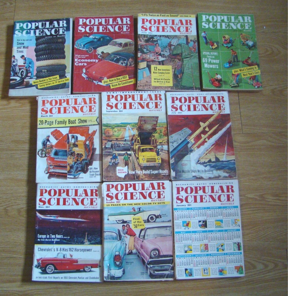 Ten 1950's POPULAR SCIENCE Magazines old