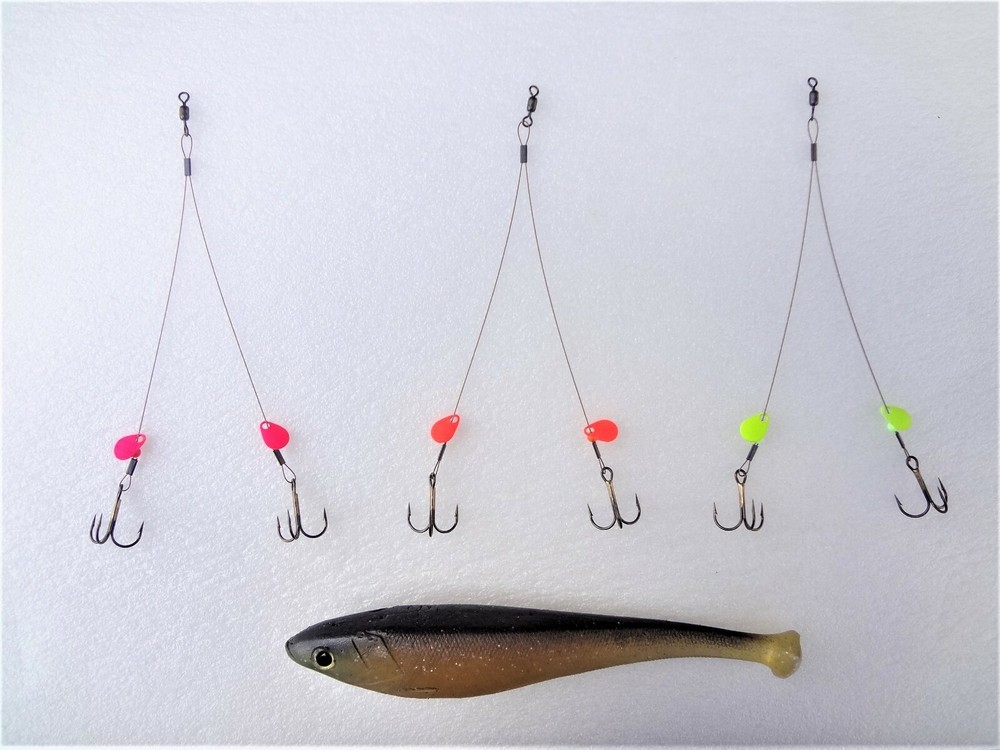 (3 PACK) WIRE - SPINNER BLADE ICE FISHING QUICK STRIKE RIG LEADER - SELECT SIZE