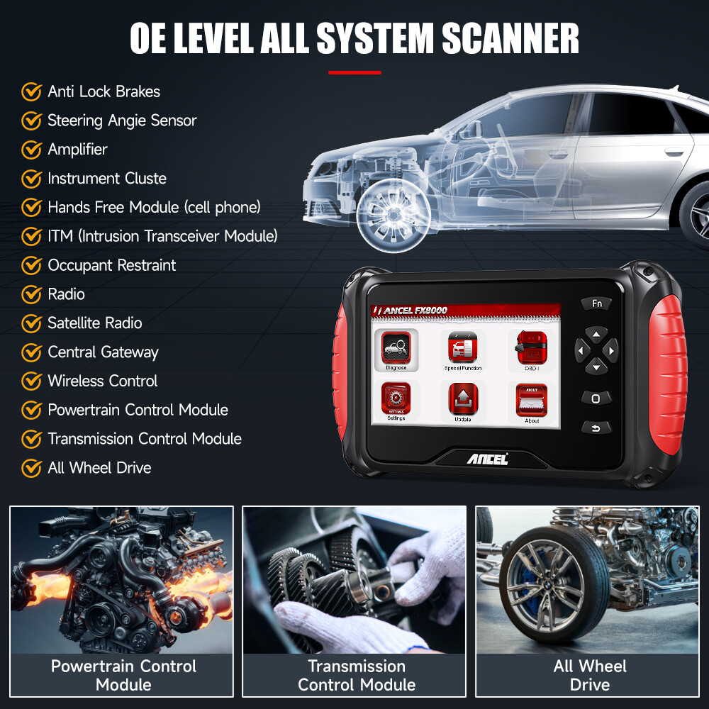 ANCEL FX8000 OBD2 Scanner All System Code Reader Automotive Diagnostic Scan Tool