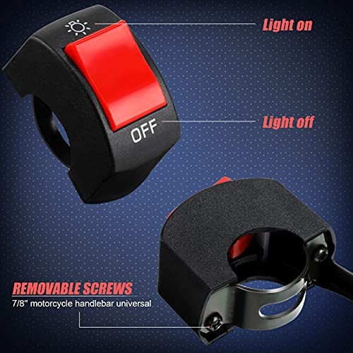 3 Pieces Motorcycle Headlight Switch Handlebar Toggle Switch 7/8 Inch 22 Red