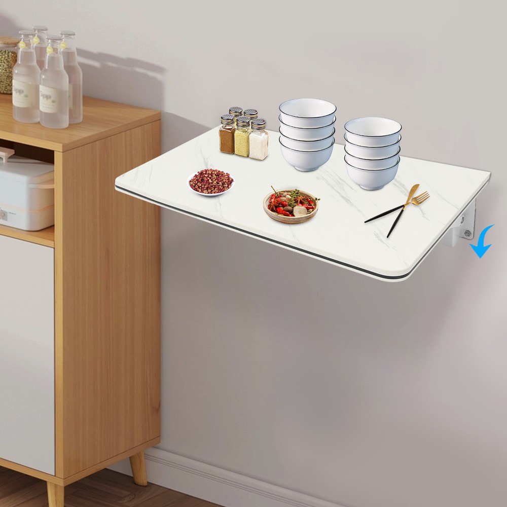 Wall Mounted Folding Table Floating Desk Drop Leaf Dining Table White 80*40cm