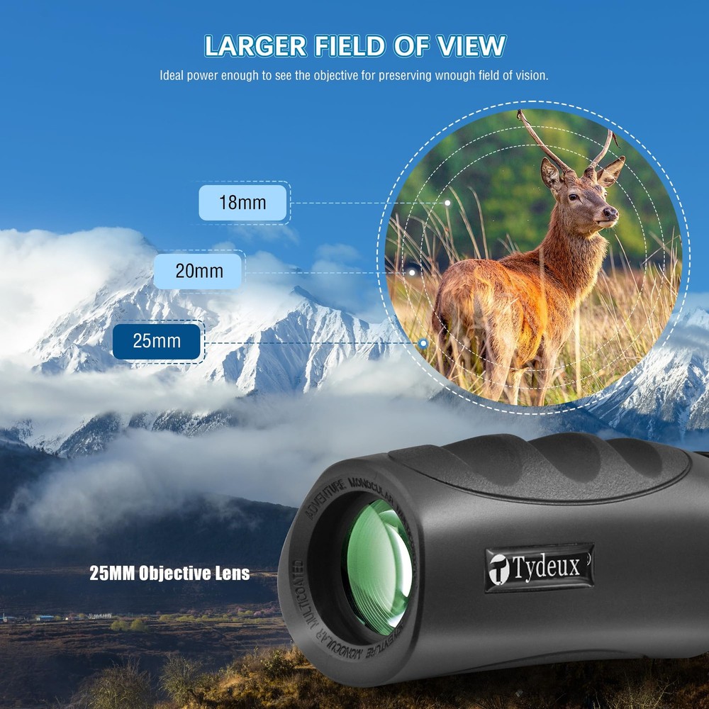 Tydeux 10x25 Waterproof Compact Monocular - Small High