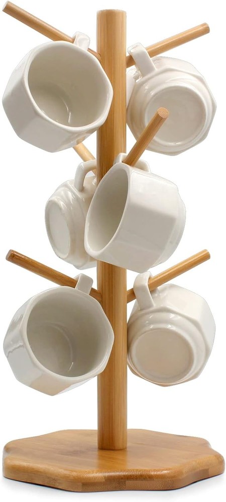 Bboo Counter Mug Tree Stand Hooks, Octagon Base Coffee Cup Tree