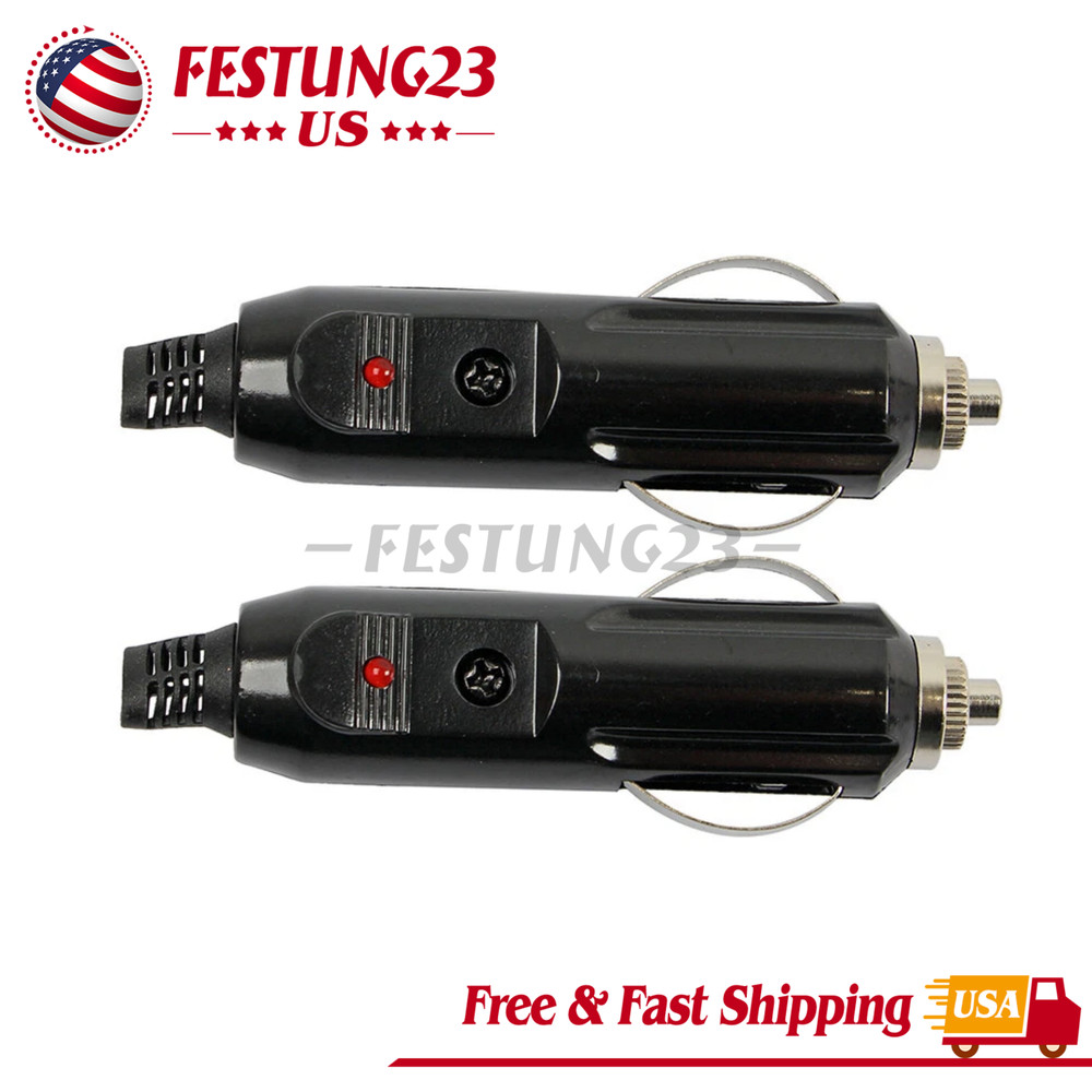 NEW 2 Pack 12V Male Car Cigarette Lighter Socket Plug Connector