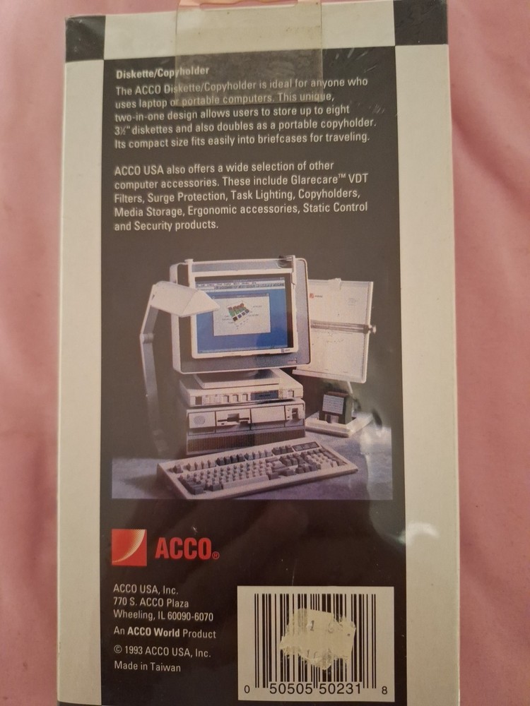 ACCO 1993 Diskette/Copyholder. New Sealed
