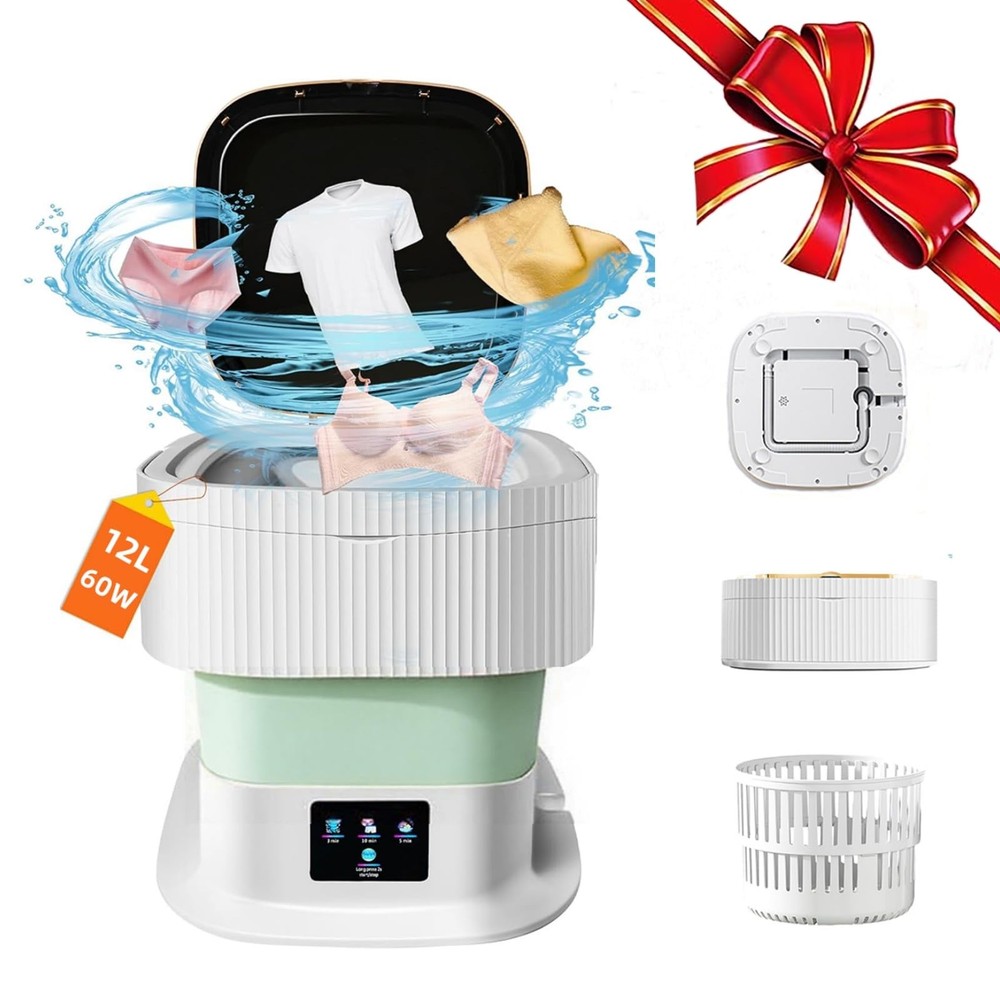 Portable Washing Machine 16L Mini Foldable Laundry with 3 Deep Cleaning Modes...
