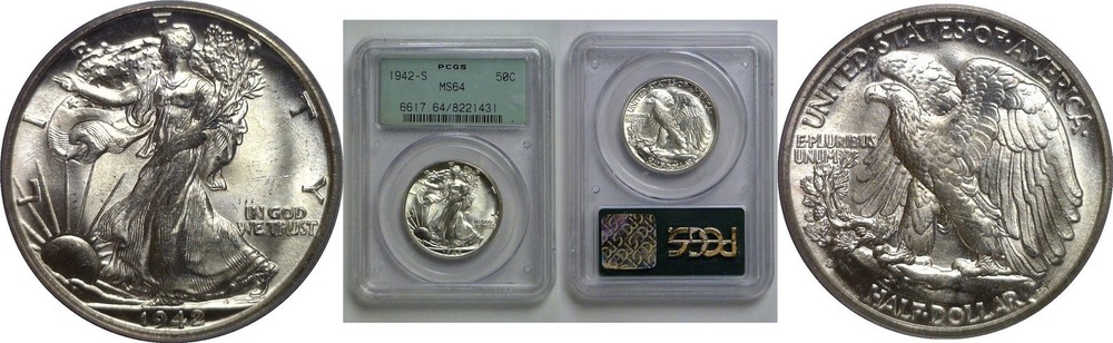 1942-S Walking Liberty Half Dollar   PCGS MS-64