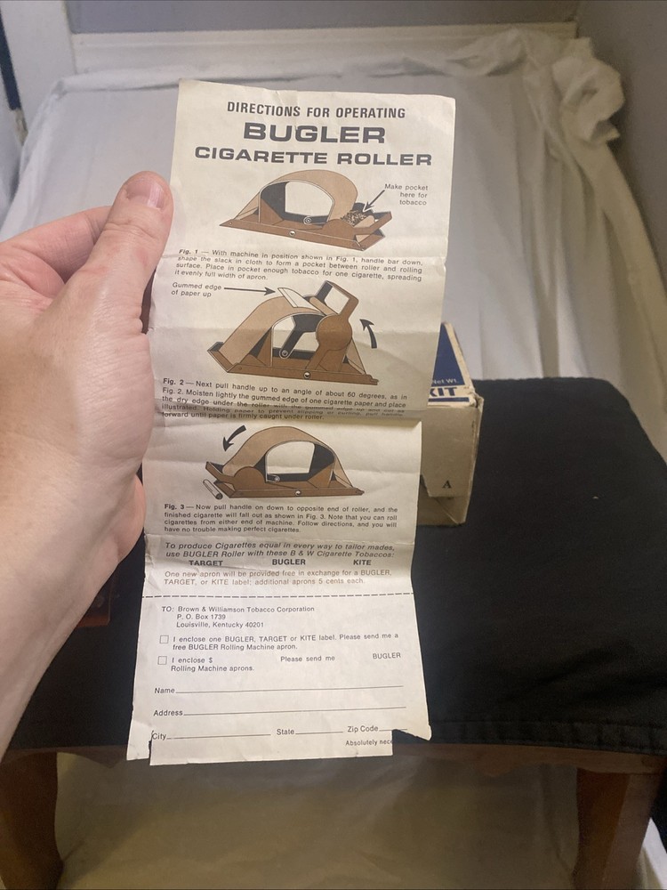 Vintage Bugler Thrift Kit Cigarette Rolling Machine in Original Box