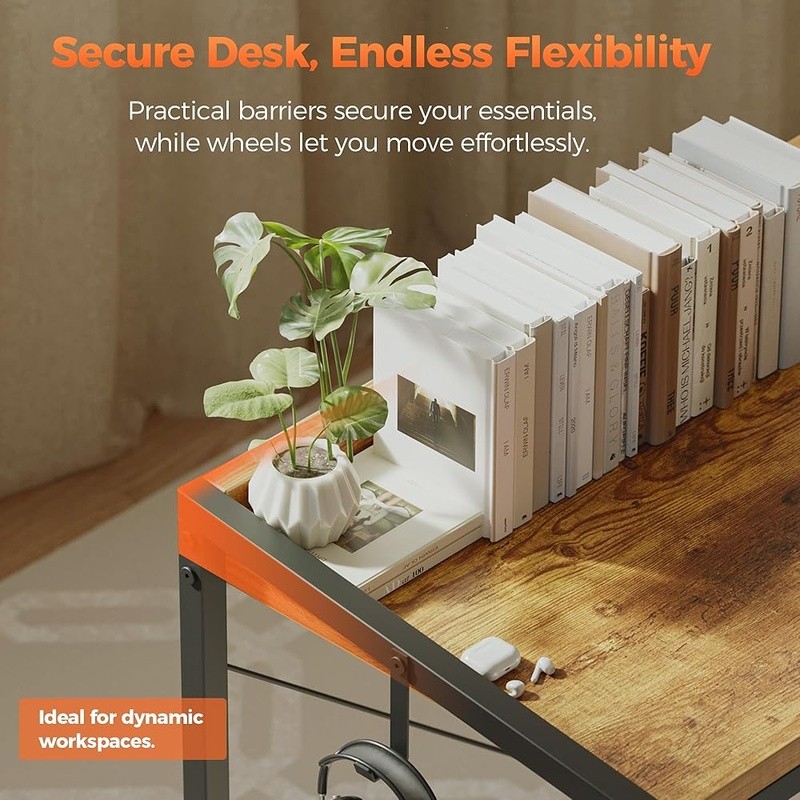 Portable Rolling Computer Desk W/ Wheels Space Saving Design Easy Assembly New