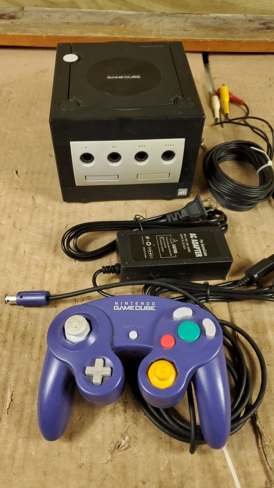Nintendo GameCube Black Console With Controller & Hookups Tested & Working