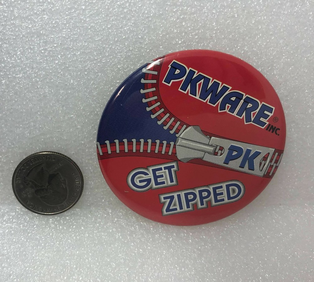 Pkware Get Zipped Advertising Pin