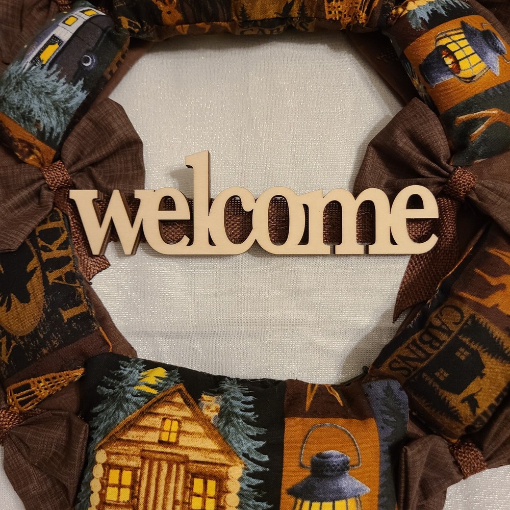 Rustic Camping Wreath 1'X1' Handmade onto a Wire Frame