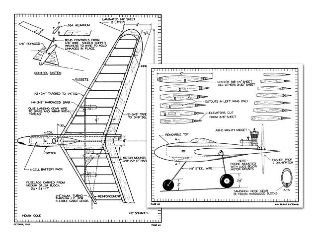 Arrowhead Control Line 40" Wing RC Model Airplane Printed Plans & Templates