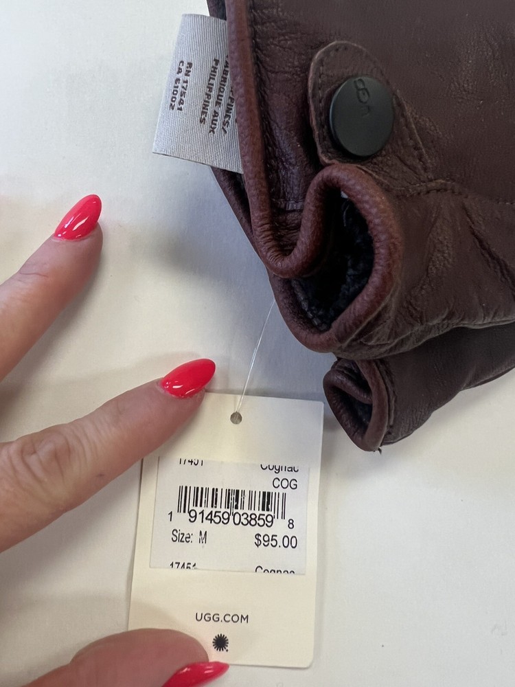 UGG Australia Leather Gloves Cognac Medium NWT