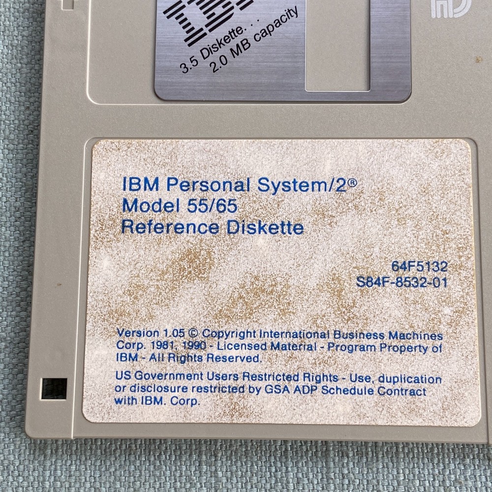 Vintage Software IBM PS/2 Model 55 65 Reference Diskette Version 1.03 1.05 1990