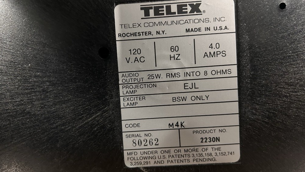 Singer Telex Instaload/XL 2230N 16mm Projector Power Tested & Working