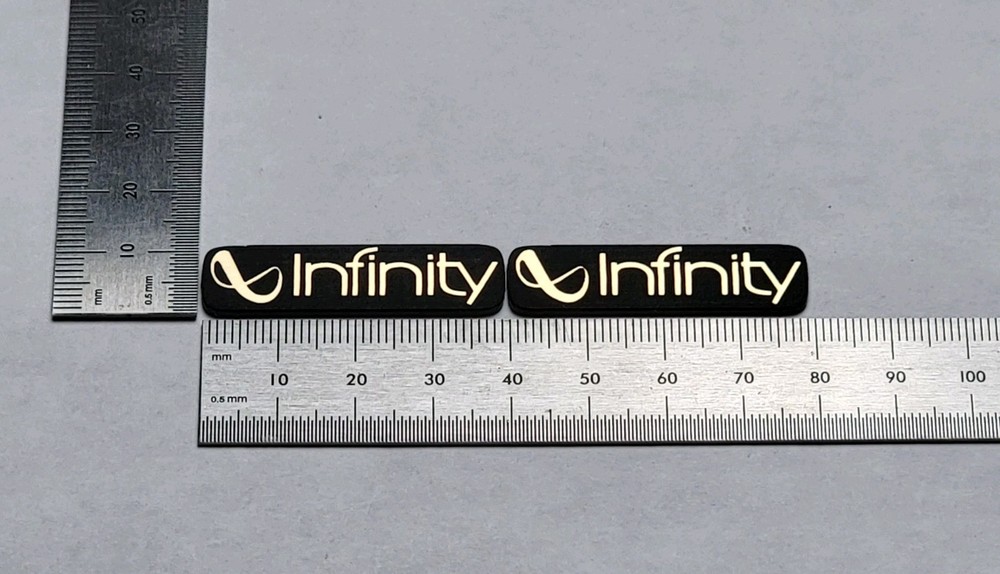 Infinity Reference Speaker Badge Emblem Logo Custom Made Gold Pair With Adhesive