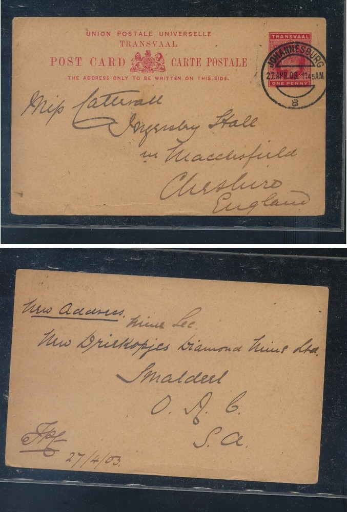 Transvaal  postal  card  to  England  1903