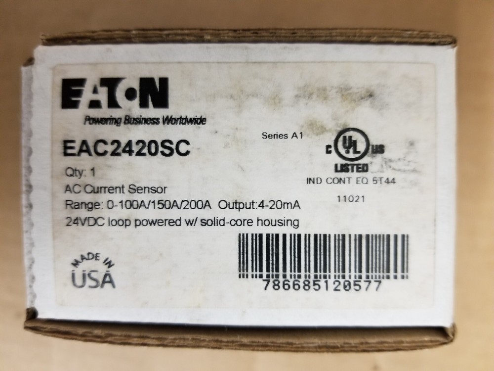 Eaton EAC2420SC AC Current Sensor 24 VDC loop , powered w/ solid-core housing