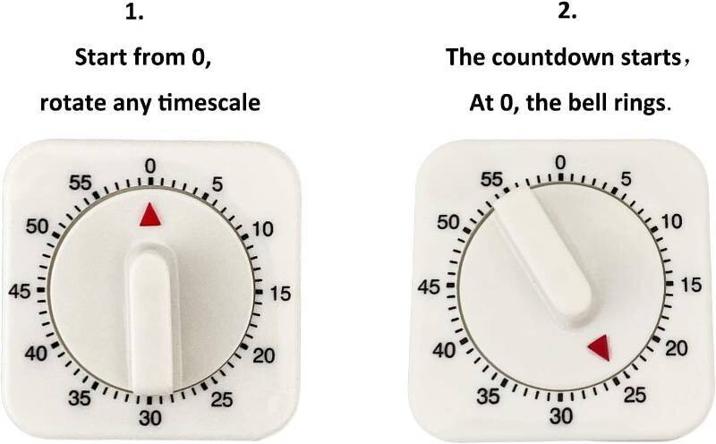 3 Pack Wind Up Mechanical Kitchen Timers 60 Minutes Visual Countdown Timer