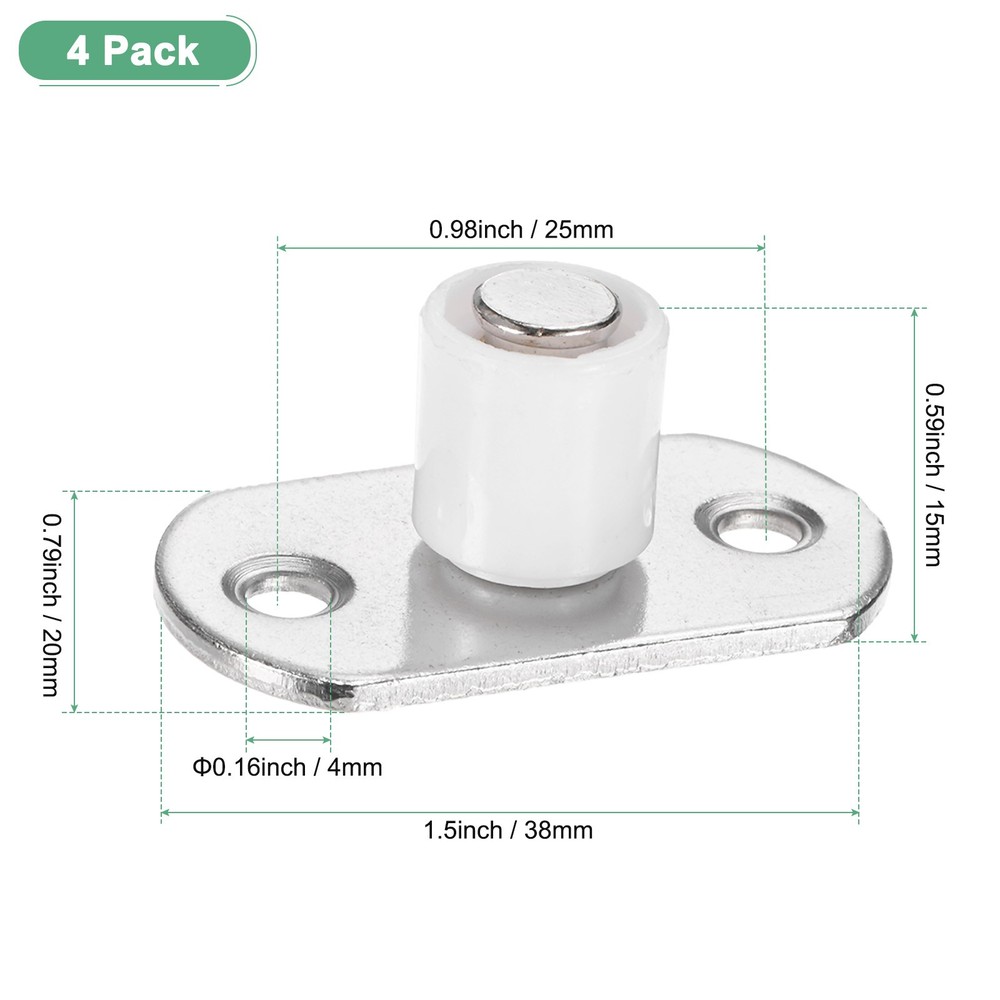 4-Pack Roller Guide Sliding, 4mm/0.16" Dia Sliding Floor Guide [White]