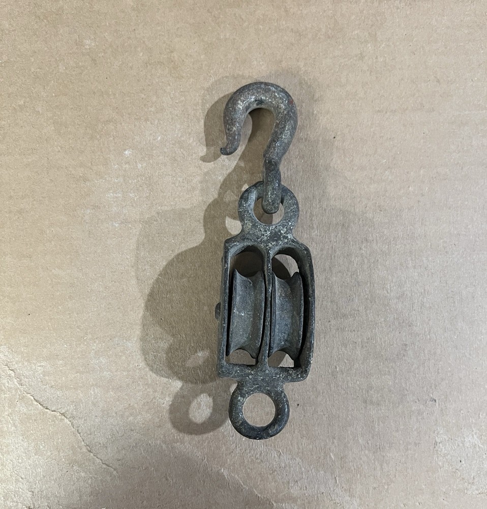 Vintage Double Sheave Pulley with Swivel Hook