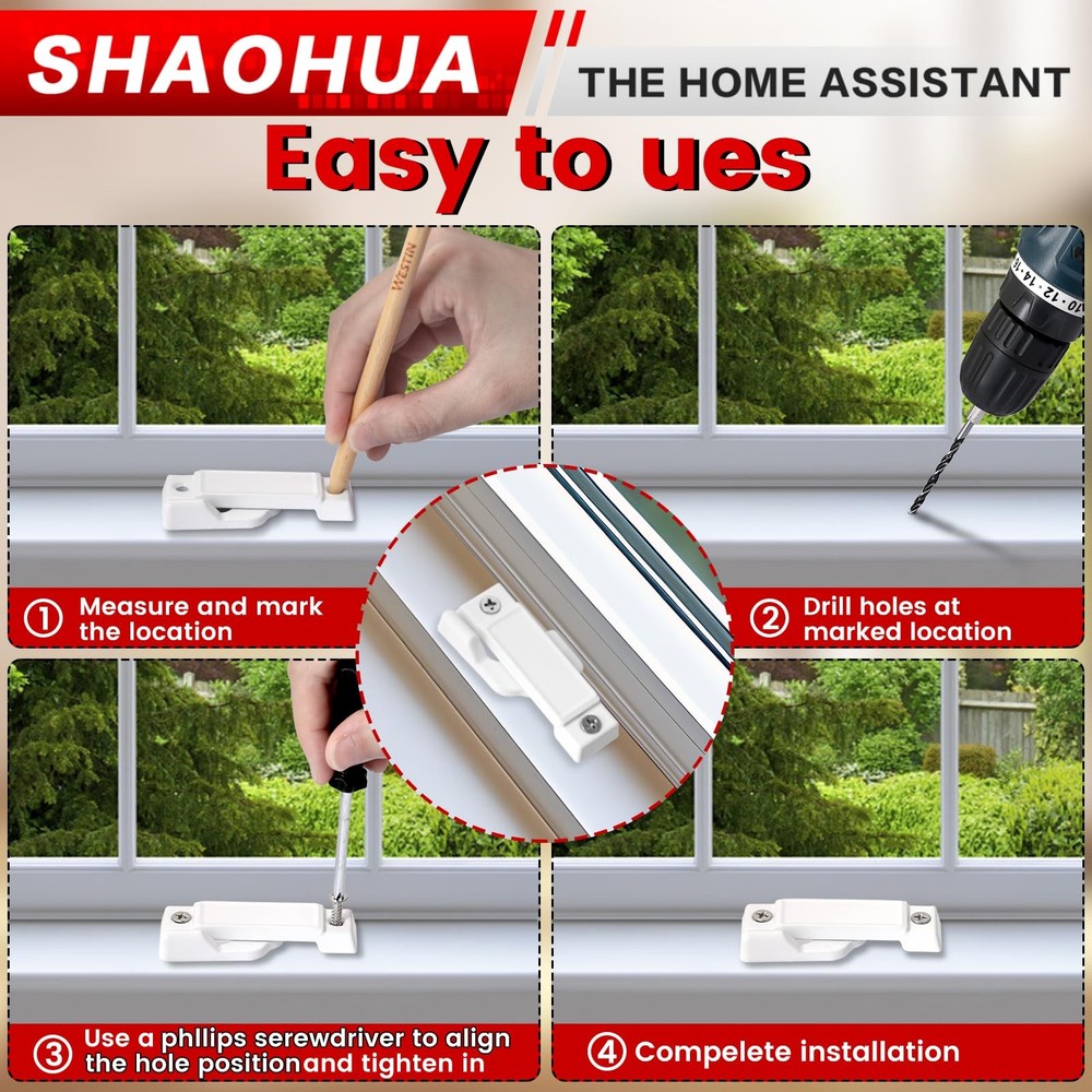 6 PCS Stainless Steel Sliding Window Lock Key Vertical Horizontal Security