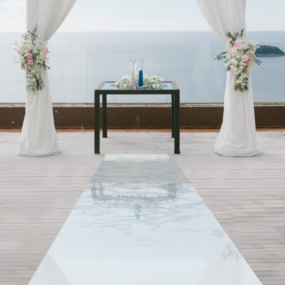 65ft*3ft Aisle Runner Mirror Rug Double Sided Carpet Wedding Silver Decorations