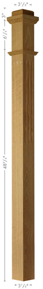 F-4075 Poplar Fluted Box Newel Post