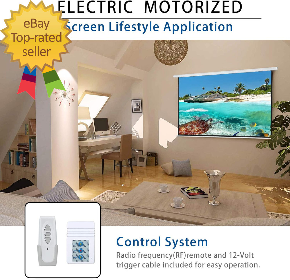 120" Motorized Projector Screen Electric Diagonal Automatic Projection 4:3 HD Mo