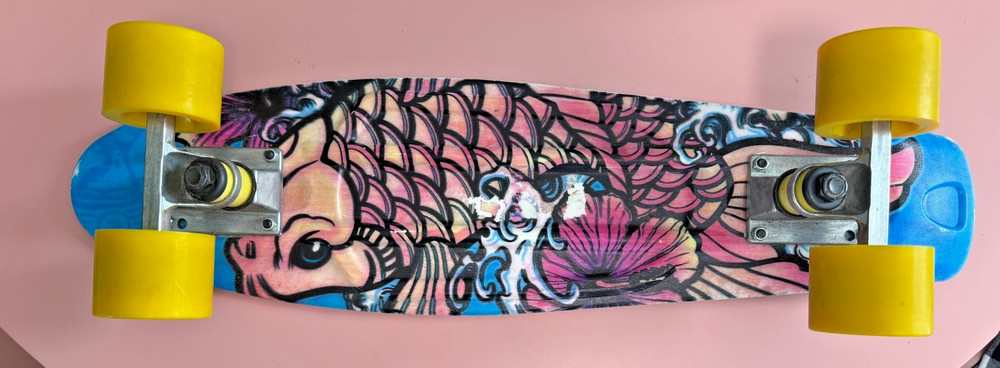 Mini Longboard Skateboard Traditional Flash Design Koi Fish