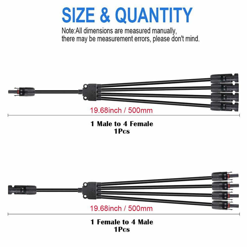 2PCS 30A Y Type Solar Panel Cable for FFM MMF PV Wire Connector T Splitter Tools