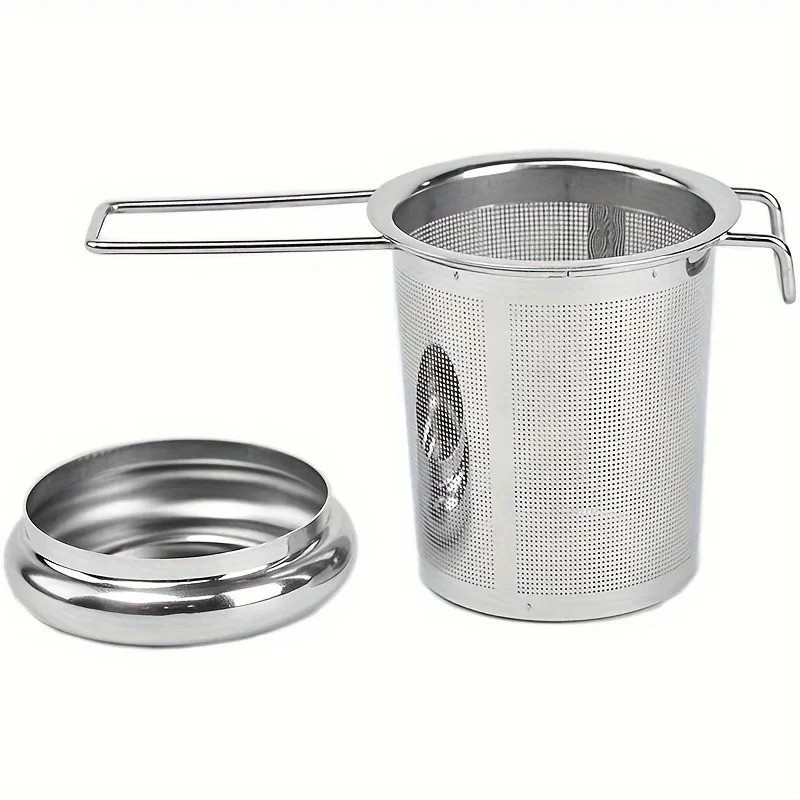 Premium Tea Strainer Folding Handle Loose Leaf Tea Infuser Drainer Lid AntiScald