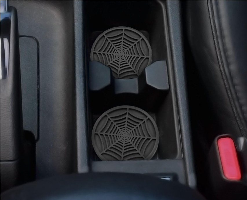 4PCS Car Cup Holder Coasters - Spider Web Non-Slip Silicone