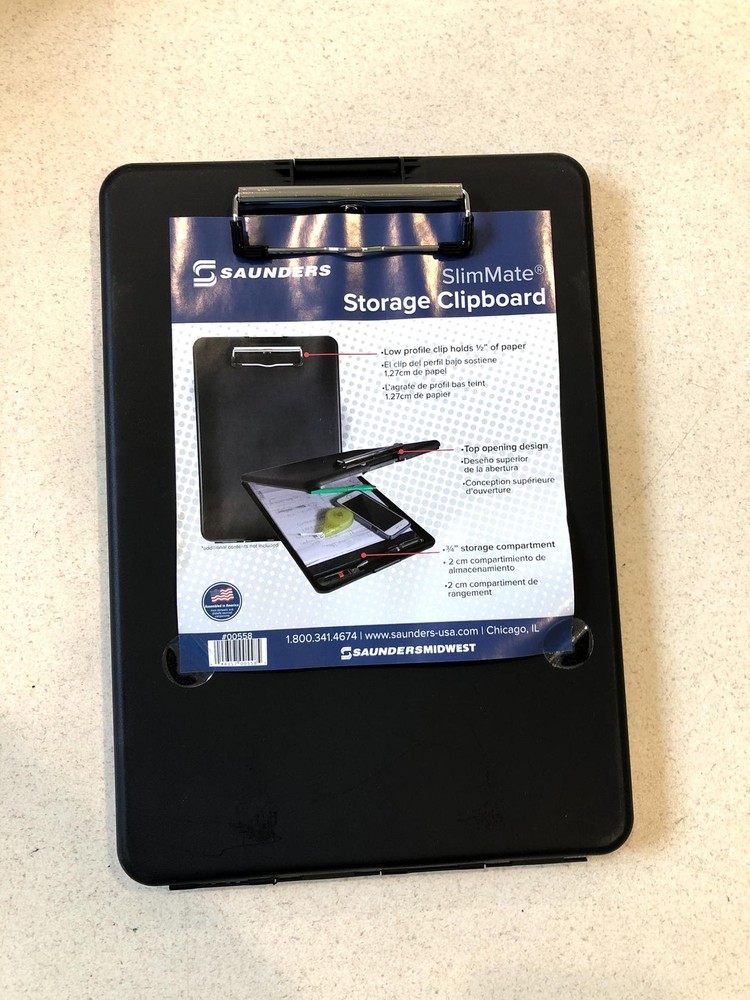 Saunders SlimMate Storage Clipboard Black 8 1/2 x 12