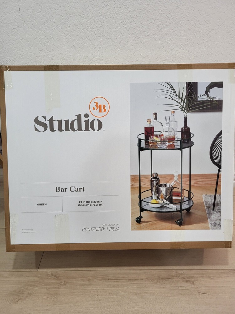 Studio 3b Bar Cart, Modern 2 Tier Rolling Convenient And Durable. Multi-Purpose