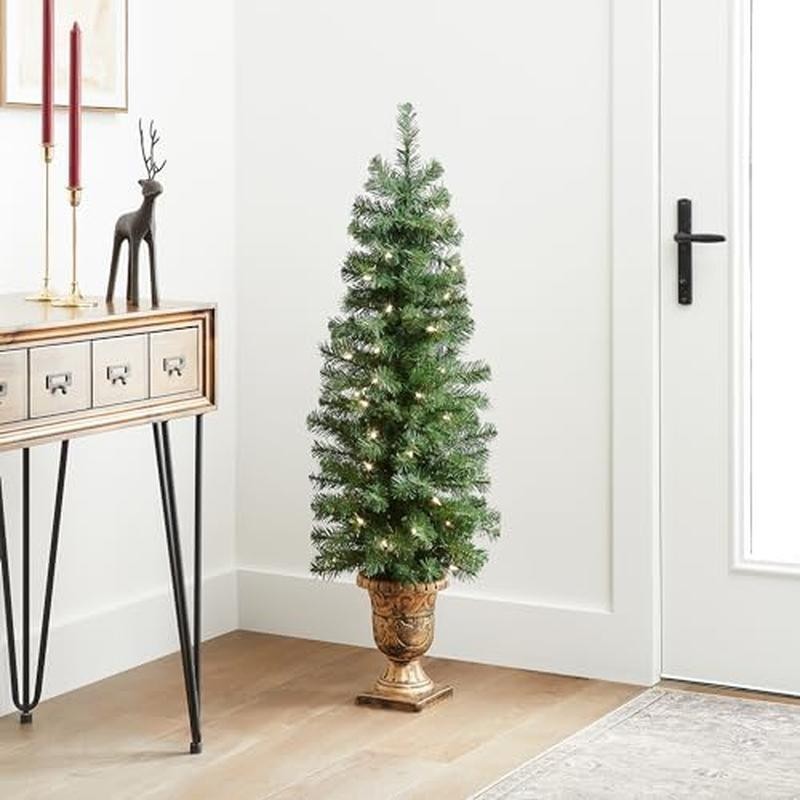 Pre-lit Artificial Christmas Tree W/ Realistic Branches & White Lights New