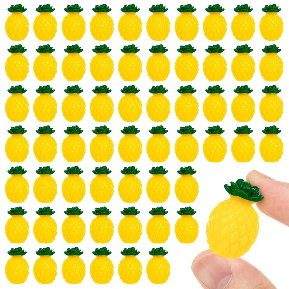 CLESDF 60Pcs Mini Resin Pineapple, Artificial Tiny Pineapple Yellow