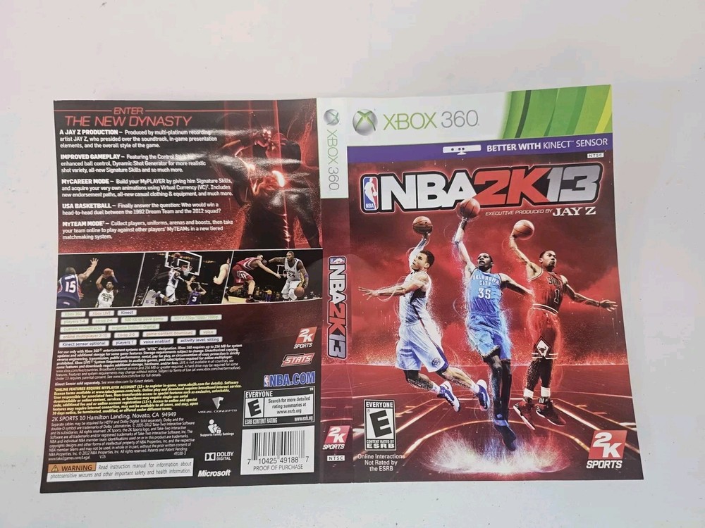 xbox 360 nba 2k13 artwork only