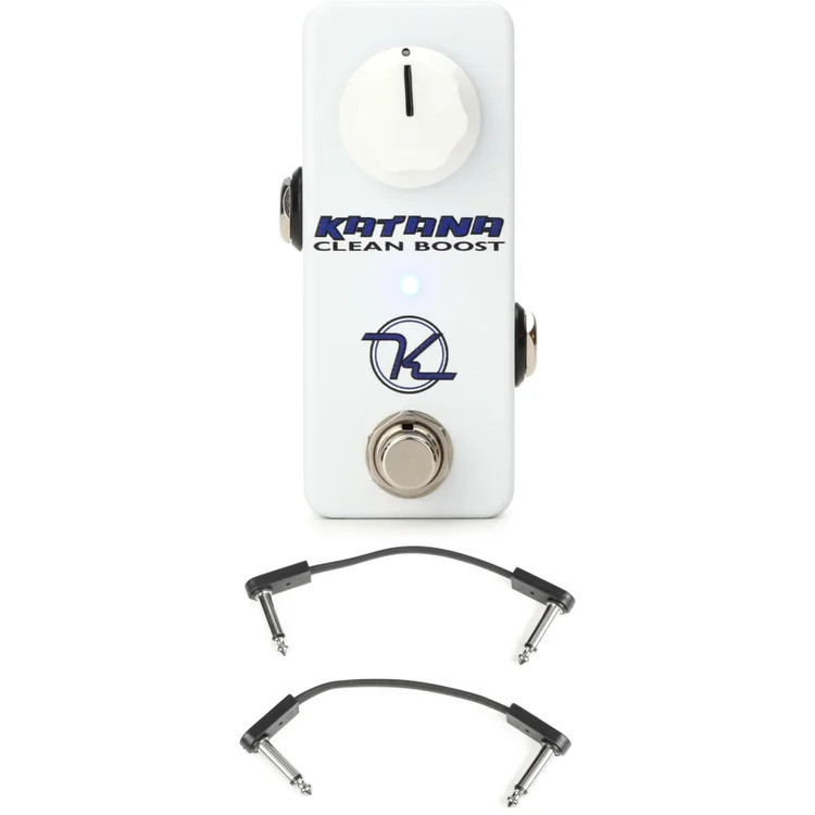 Keeley Katana Mini Clean Boost Pedal with EBS Patch Cables - White