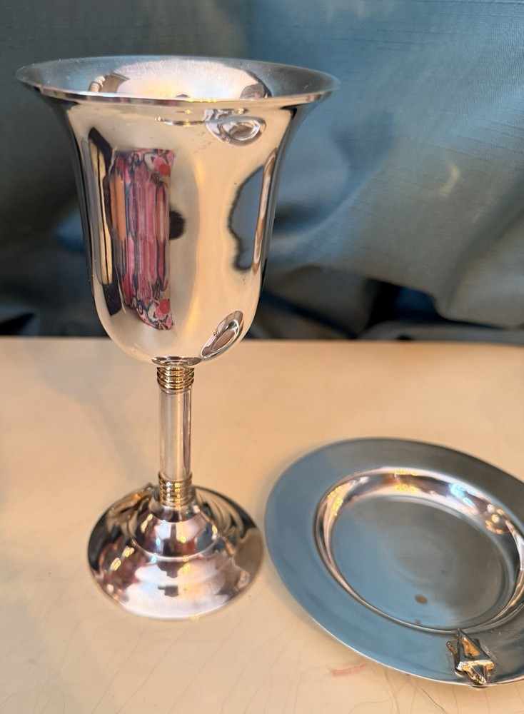 Silverplate Kiddush Cup and Saucer