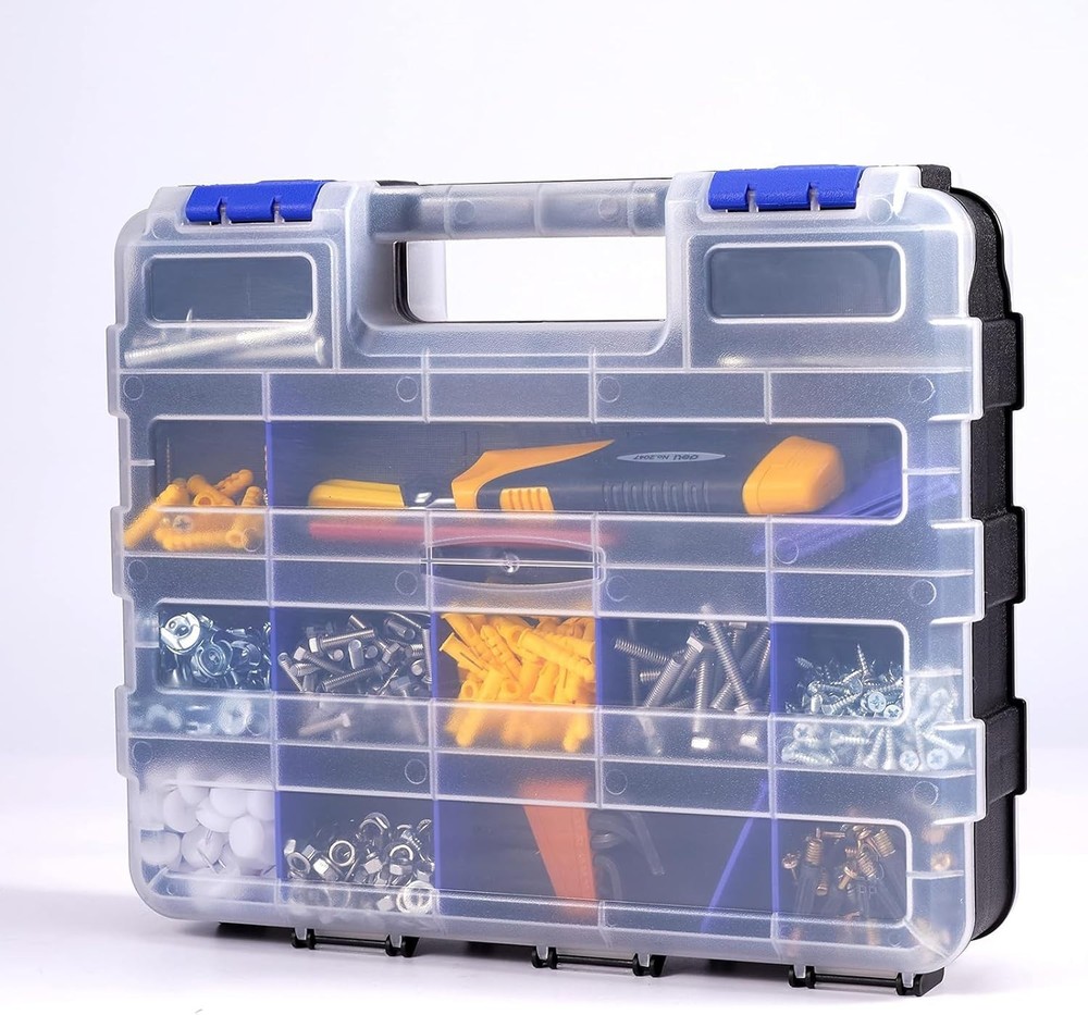 34-Compartment Parts Organizer Storage Box, Double-Sided, 2 Pack - Durable & ...
