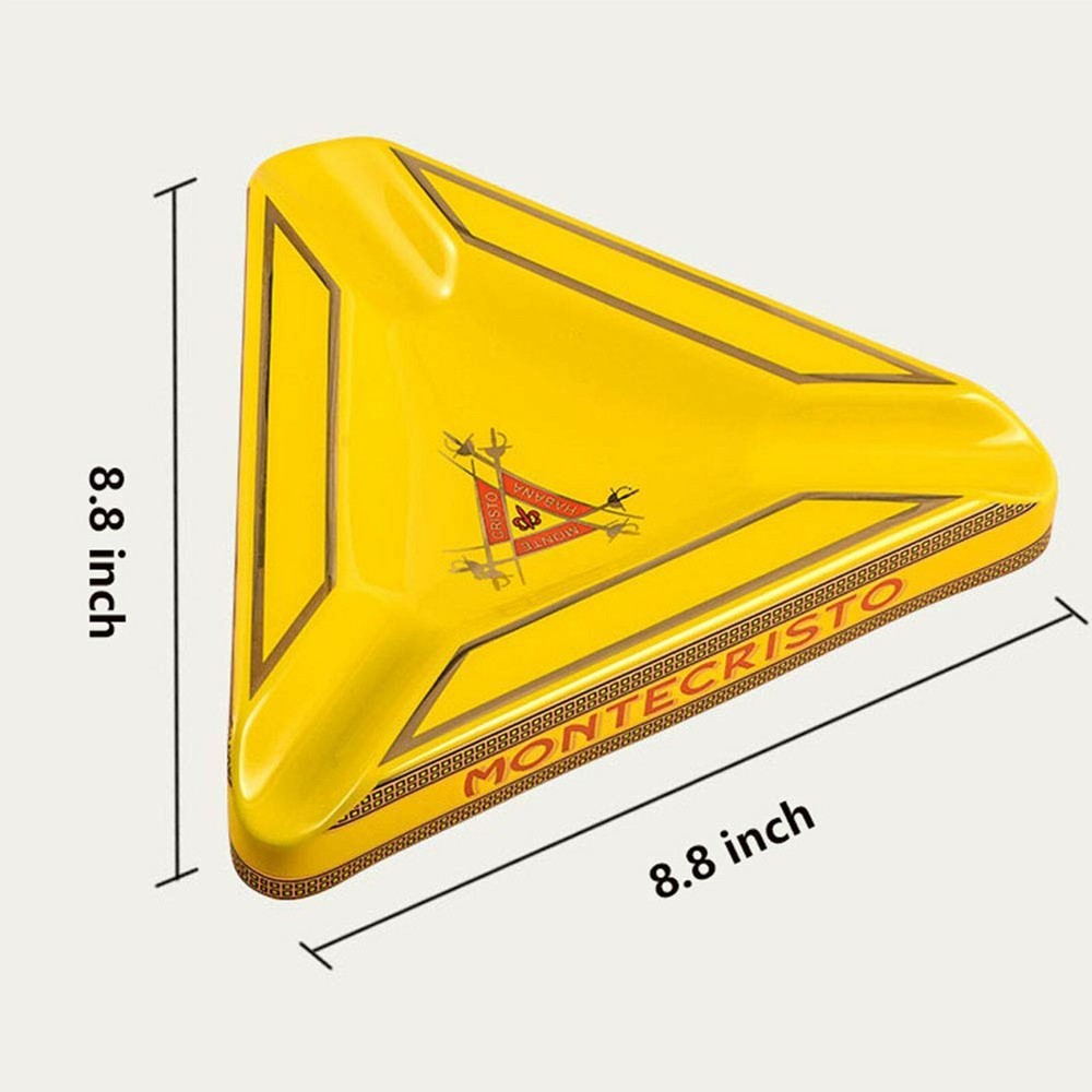 Cigar Cigarette Ashtray with triangle Ceramic Holder 3 Cigars