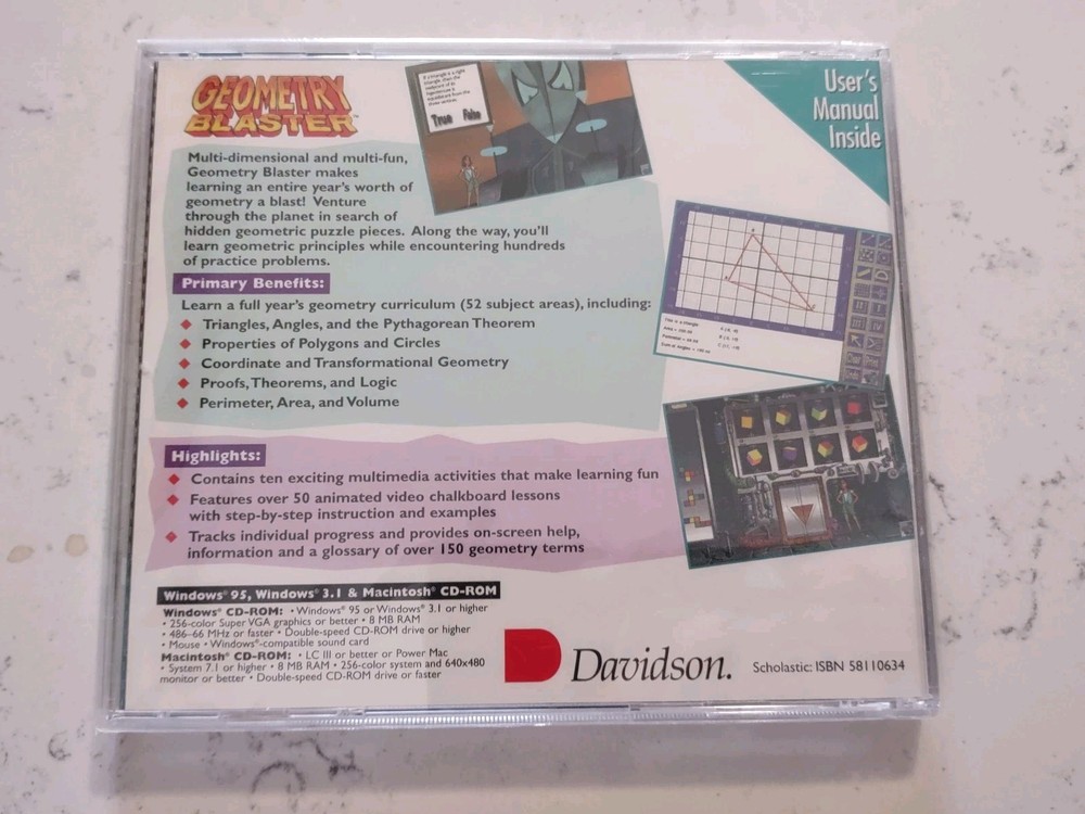 Math Blaster: Geometry PC/MAC CD-ROM 1996 Davidson NEW SEALED