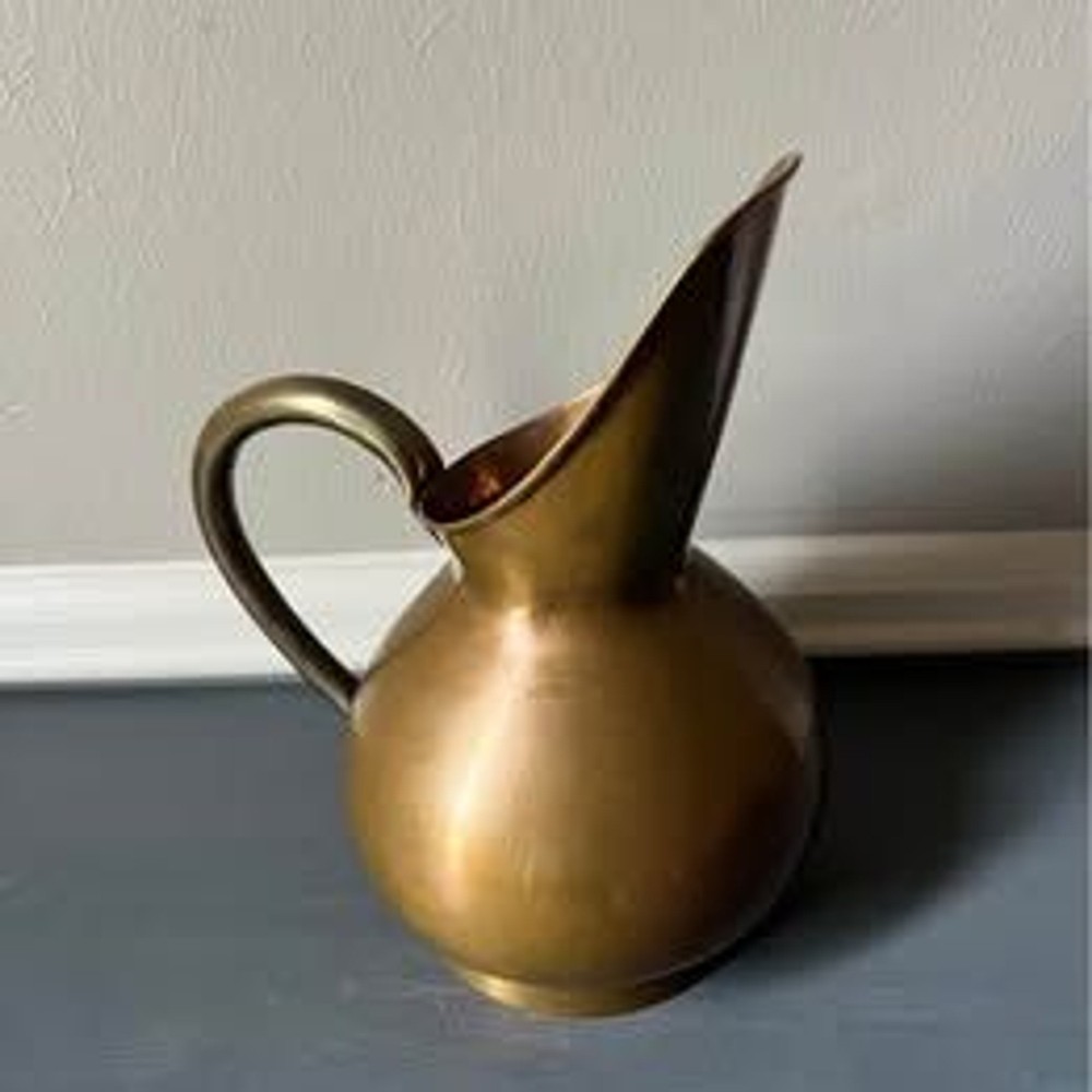 Vintage Copper and Brass Pitcher 10”